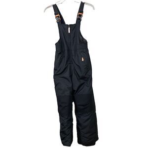 Champions Snow ski Bib overalls Kid’s S 6/7 Black Adj. double reinforced knees.
